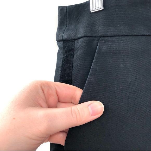 LOFT Marisa Pants Black Side Velvet Stripe Tuxedo Stripe Career Work Ankle Pant - Picture 4 of 8